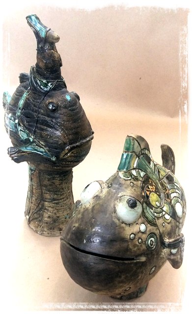 Рыба Сангвиник из серии Характеры, шамот, соли, пигм., глазури, 7000р.